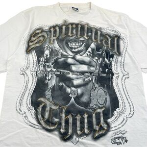 GiveMeFace Spiritual Thug Graphic T Shirt Streetwear 2XL White Cotton